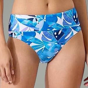 Tommy Bahama Blue and White Patterned Palm Modern Bikini Bottom